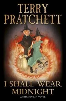 Cover photo of Tiffany Aching, a young witchsurrounded by fire