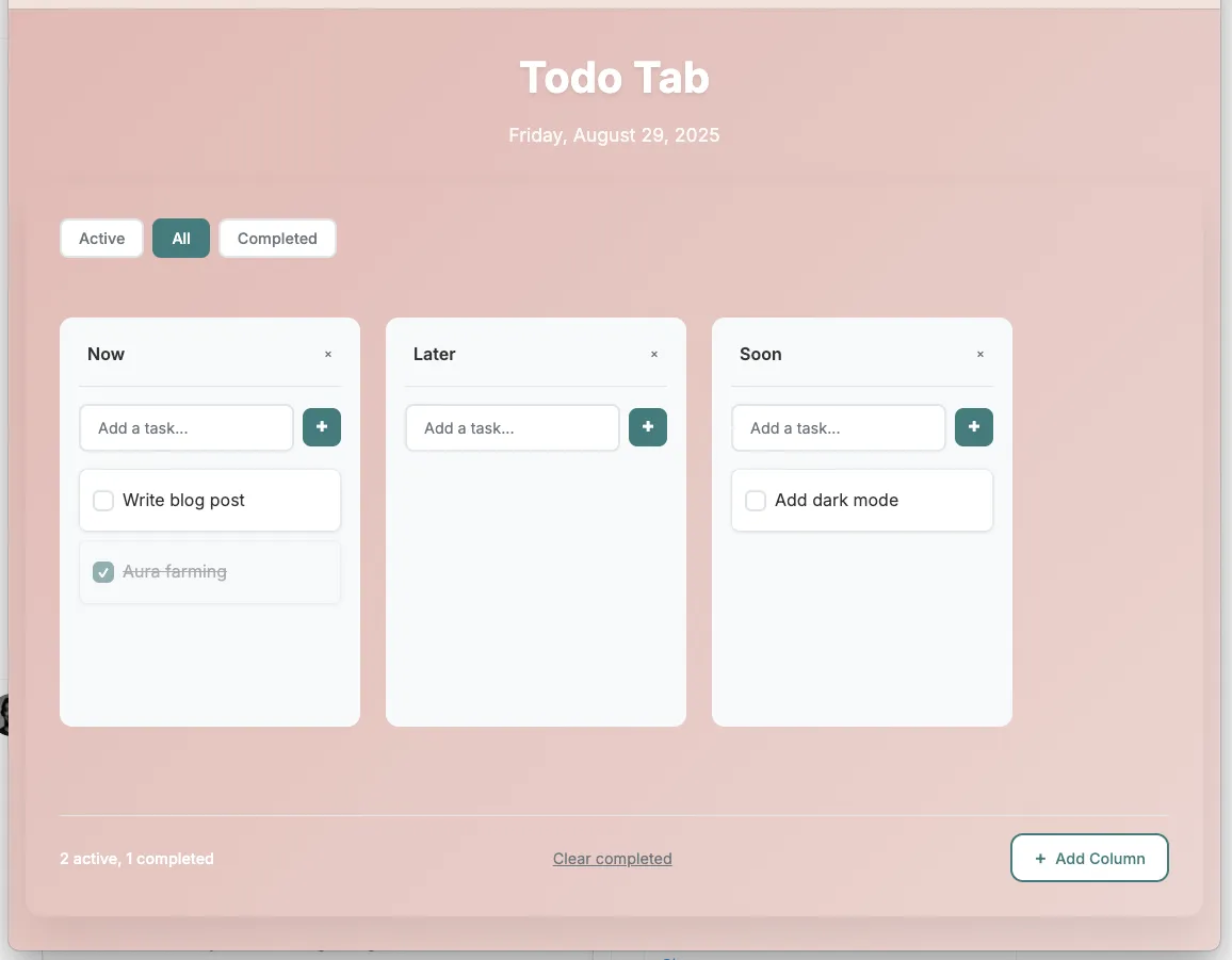 Screenshot of the todo app